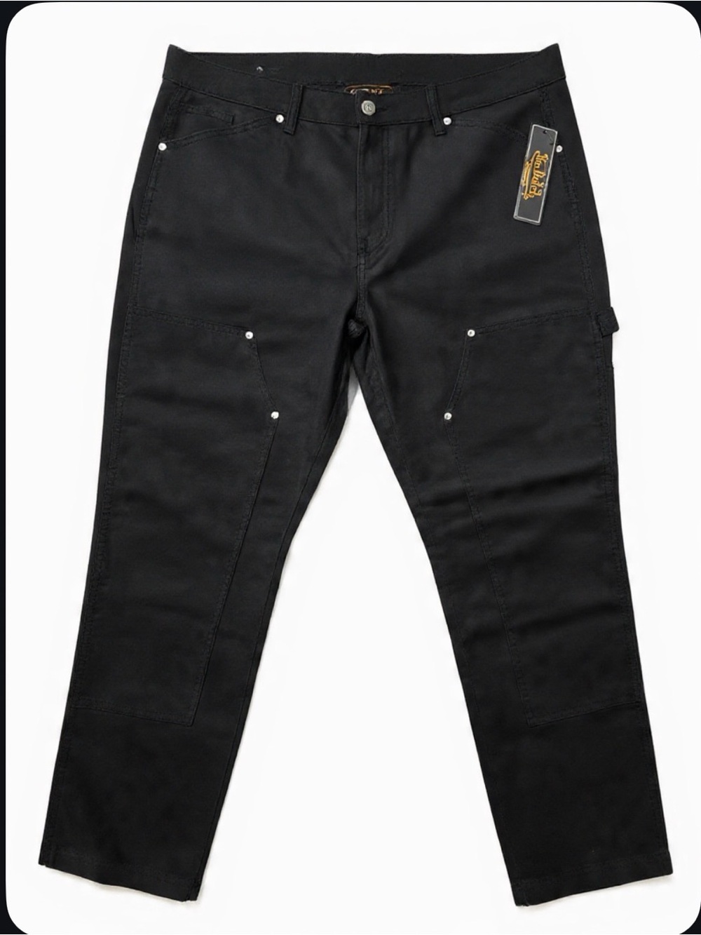 Von dutch double knee logo carpenter pants black size 38/30 nwt
